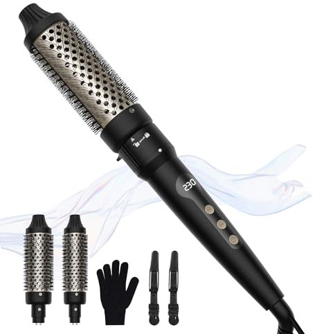 25/32/38mm Thermal Brush Set, OKWRAP 3 in 1 Thermobürsten-Set mit 3 Ersatzbürsten Hot Brush Rundbürste, Thermobürste Rundbürste mit 100–230 ℃, Wärmebürste für Kurze Lange Haar Locken Glätten