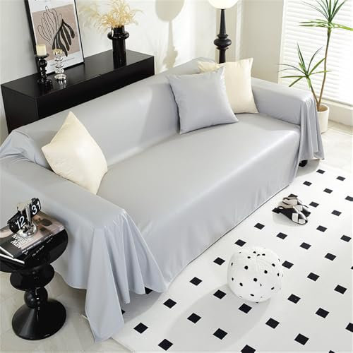 Highdi Sofadecke, 1 2 3 4 Sitzer Sofa Überwurf L Form Sofabezug PU Leder Universelle Groß rutschfeste Couch Überzug Sofa Cover Decke für sitzfläche (180x380cm,Grau)