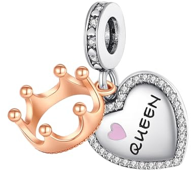 YUMINN Queen and Crown Charms 925 Sterling Silber für Armbänder und Halsketten Anhänger Perlen Valentinstag Muttertag Schmuck Geschenke für Frauen