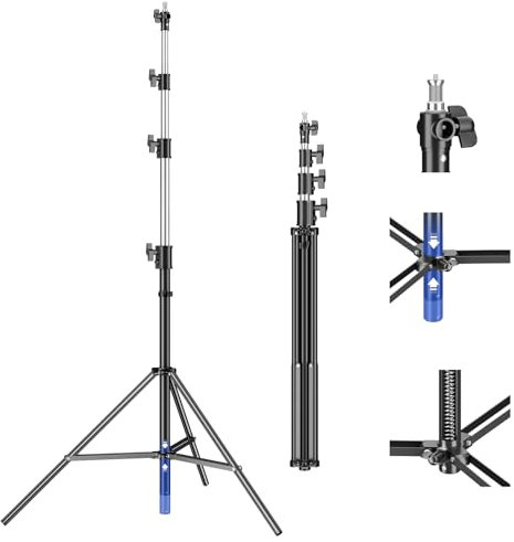 Soonpho 410cm Pro Lampenstativ Spring Luftgedämpftes Lichtstativ Metal Aluminium 4.1m max Höhe 15kg Traglast,stabil & komfortabel Leuchtenstativ für Film Fotografie Studio Outdoor Photography