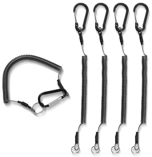 XYTAHDM Lot de 5 porte-clés en spirale, corde en spirale pour extérieur, sangle de pêche élastique avec mousqueton et corde en spirale pour accessoires de pêche