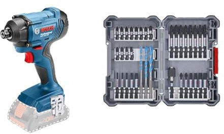 Bosch Professional 18V System Akku Drehschlagschrauber GDR 18V-160 (inkl. L-BOXX, ohne Akku/Ladegerät) + 35x PRO Impact Mixed Set, Amazon Exclusiv, 35-tlg. (für Beton, Weiche Fliesen, 108 x 168 mm)