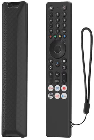 FTRONGRT Coque Compatible avec TCL RC833A, Anti-Chute, Anti-Collision, Ultra-Mince et Léger Silicone Télécommande Étui de Protection. Noir