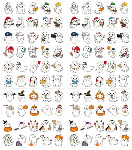 100st Geister Aufkleber, Niedlich Halloween Aufkleber Wasserfest Dekorative Stickers Partygeschenke Dekoration für Wasserflasche Laptop Becher Computer Handy Geschenk Kinder Jugendliche