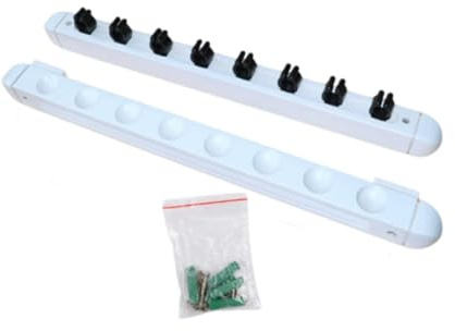 PawwJoy Billard Queue Wandhalterung für 8 Queues, Holz Wandmontage Rack mit geriffelter Halterung, 48 cm Länge für Schulen Heime Vereine Billardzimmer- Weiß