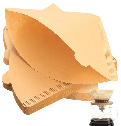 100 Stk Kaffeefilter Größe 2, Coffee Filter Paper, V-förmige Kaffeefilter Papier, fächer Papierkaffeefilter, Filterpapier Größe 2, Papierfilter für Pour Over Coffee Maker Kaffeemaschinen(2-4 Tassen)