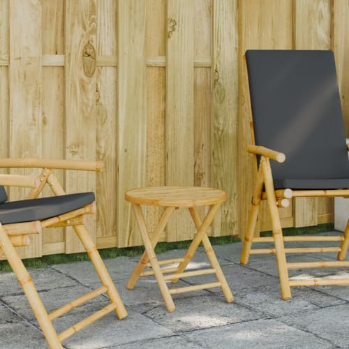 Frdhee Terrassentisch Restauranttisch,Gartentisch Klappbar Ø45x45 cm Bambus,Verandatisch für Restaurant Küche Haus und Garten