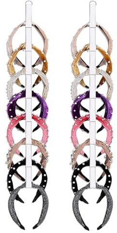 Protoence Haarband Aufbewahrungsorganizer - 8-Fach Elastisch Platzsparend - Wandmontierter Haarreif Aufbewahrung Halter - für Damen Frauen Teenager Kleiderschrank Schlafzimmer Badezimmer Wohnheim