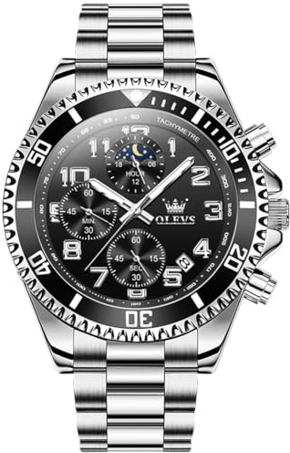 OLEVS Luxus-Armbanduhr für Herren, großes Zifferblatt, wasserdicht, Edelstahl, Armbanduhr für Herren, Gold und Silber, analog, Quarz, Datum, Uhren für Herren