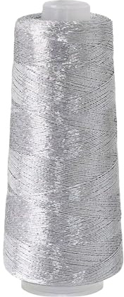 475 M Silver Thread, 1mm Metallic Glitter Crochet Yarn Polyester Sparkling Yarns DIY Silver String Wrapping Sparkly Thread for Crochet Knitting