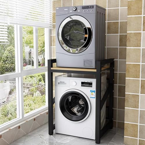 Stackable Washer and Dryer Stand with Storage Shelf - Space-Saving Laundry nizer for Washer and Dryer with Worktop Perfect for Small Spaces