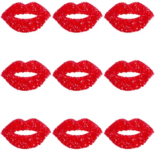 GORGECRAFT 10Pcs Red Lips Rhinestone Iron on Appliques Kiss Lip Sticker Lipstick Mouth Crystal Hotfix Transfer Decals Bling Diamonds Patches for T-Shirt Clothing Jacket Hat Bag DIY Sewing Craft