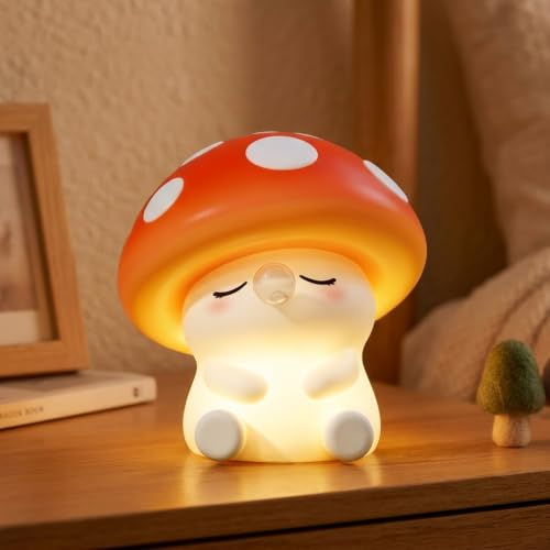 Amaredom Mushroom Nachtlicht Kinder Dimmbare LED Silikonlampe Timer | BPA-Freies Quetschbares Silikon, Dimmbare Touch-Steuerung, 20 Min Timer, Süße Baby Einschlafhilfe, Gemütliche Nachttischlampe