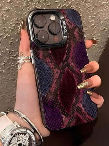 Snake Skin Print Phone Case compatible with iPhone, Purple Snakeskin Pattern, Stylish Protective Cover (iPhone 16 e,Mixcolor)