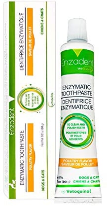 Vetoquinol Enzadent Enzymatic Toothpaste for Cats & Dogs – 3.2 oz, Poultry Flavor – Triple Enzyme Formula for Healthy Teeth & Gums – Oral Dental Care: Removes Plaque, Polishes Teeth & Freshens Breath