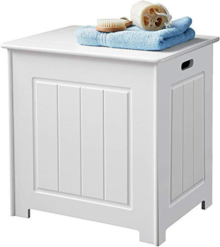 Premier Housewares Storage Chest with Hinged Top Lid, 51 x 51 x 40 cm - White