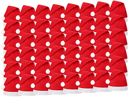 Alsino 1-5000 Stück Weihnachtsmütze Farbe: rot Nikolausmütze Weihnachten Nikolaus Erwachsene aus Filz mit Bommel 32 (60 Stück)