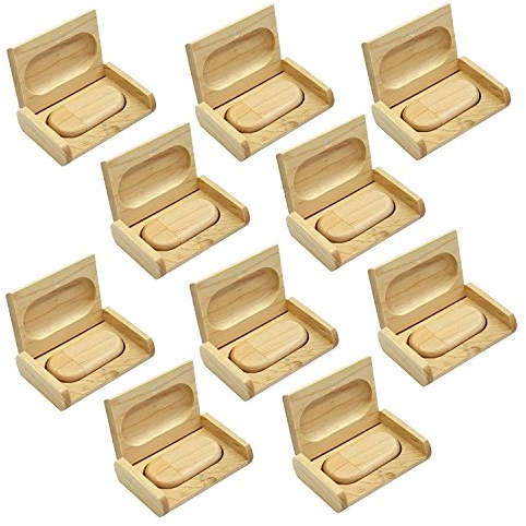 A Plus 10 Pièces Bois Made Clé USB 16 Go USB Mémoire Flash avec des Caisses en Bois