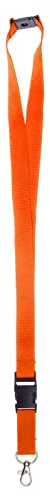 Karteo Schlüsselband orange mit Karabinerhaken und Sicherheitsverschluss [1 Stück] Lanyard mit Schnalle für Kartenhüllen Kartenhalter und Ausweise