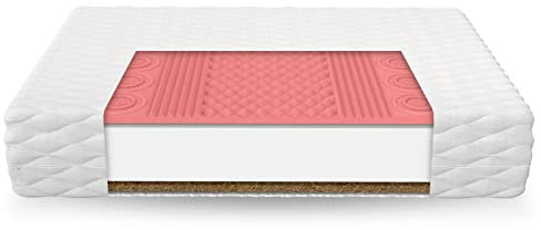 FDM Empoli Schaumstoffmatratze 80 x 200 cm Thermoplastischer Visco-Schaum Kokos Matratze Härtegrade H4/H3 (Hart/Mittelhart) Höhe 13 cm Zweiseitig Abnehmbarer Bezug Waschbar