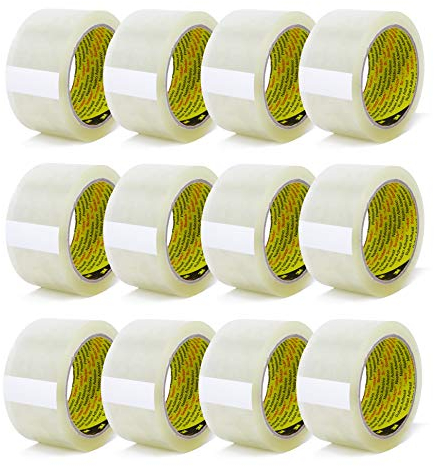 3M Scotch 305 PP - Nastro adesivo per imballaggio, senza rumore, qualità 3M, 66 m x 50 mm, 12 rotoli - trasparente