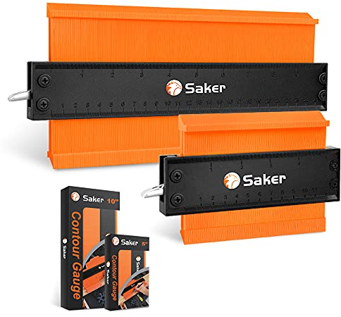 Saker Contour Duplication Gauge-Adjustable Lock-Gift for Men Boyfriend Husband Dad-Precisely Copy Irregular Shape-Irregular Woodworking Tracing-Must Have Tool for DIY Handyman 10 Inch+5 Inch