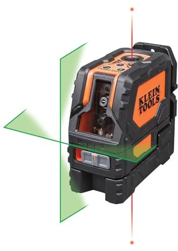 Klein Tools 93LCLG Cross-Line Laser Level, Self Leveling Green Laser with Red Plumb Spot with Magnetic Mounting,Clear,green,red