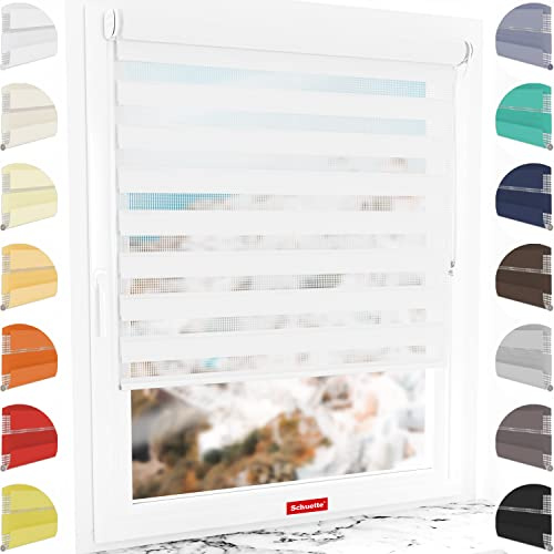Schuette® Rollo ohne Bohren & mit Bohren 2in1 ● Tag & Nacht Doppelrollo Kollektion: White Snow (Weiß) ● 100 x 130 cm (Breite x Höhe) ● Suprafix Klemmrollo = Klemmfix 2.0 ● 60s Montage mit Video