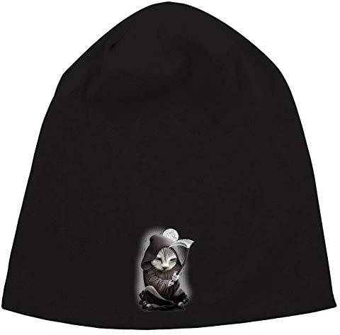 Generic Little Kitty Cat Reaper Halloween Full Moon Night Jersey Beanie Hut Dünne Slouch Cap Unisex One Size