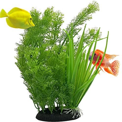 Mascot Pets Large Thick Green Plastic Artificial Plant Bush Reeds for Aquarium Fish Tank Aquatic Greenery Décor Decoration Water Grass Plants