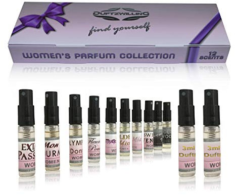 12x 3ml Parfum Set DAMEN Geschenkbox inklusive FAVOUR OF TWO Unisex-Duft | Parfüm-Kollektion von DuftzwillinG ® (im Damen Set 12x 3ml)