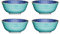 KitchenCraft Footed Zig-Zag / Spotty-Patterned Ceramic Bowls, 15.5 cm (6) - Blue / Turquoise (Set of 4)
