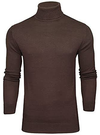 BRAVE SOUL Mens Polo Roll Neck Jumper Hume (Bitter Chocolate) M