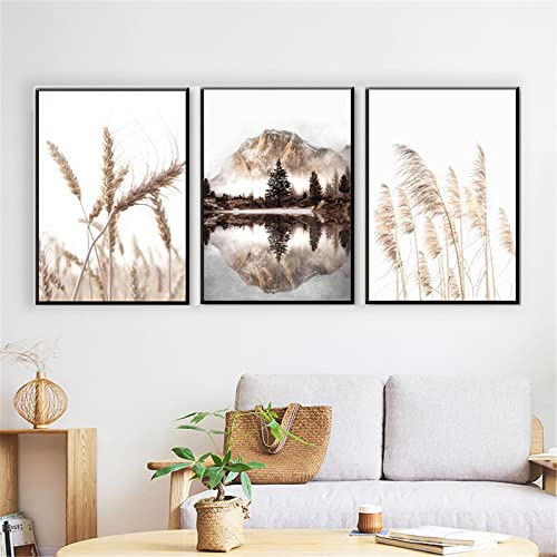 SWECOMZE Premium Poster Set - 3er Bilder Set - Stilvolle Home Deko für Schlafzimmer und Wohnzimmer | Poster Vintage | Bilder Beige - ohne Bilderrahmen (Stil A,50 x 70 cm)