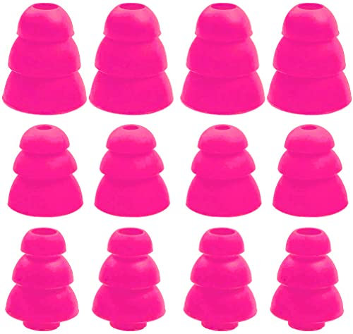 JNSA 3 Flange Ear Tip Noise Cancelling Triple Flange Eartip Replacement Earbuds Tips Compatible with Most Earbuds Diameter 4mm - 5mm in-Ear Earphones,S/M/L,6 Pairs, Pink 3F6P3P