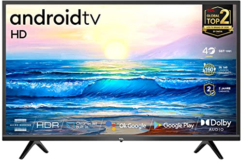 TCL 32S5209 LED Fernseher 80 cm (32 Zoll) Smart TV (HD, Android TV, HDR, Micro Dimming, Dolby Audio, Google Assistant, Chromecast & Google Home), Schwarz