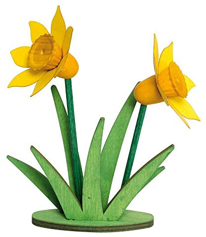 Drechslerei Kuhnert - Osterschmuck / Frühlingsdekoration - Stupsi Hase Zubehör: Narzisse - ca. 14 cm - aus Holz - Made in Germany