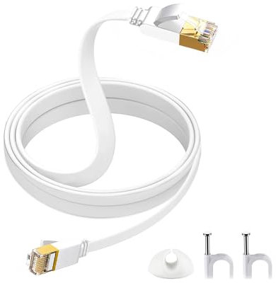 HuLuWa CAT 7 Netzwerkkabel,Netzwerkkabel Flach Lan kabel 1 Meter,Patchkabel Cat 7,Gigabit Ethernet,RJ45 kabel für PS5/4 Router Modem TV Laptop