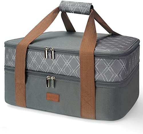 Vuudh Expandable Casserole Carrier Bag - Double Decker Food Bag, Insulated Casserole Carrier for Hot or Cold Food, Lasagna Holder Tote for Picnics,Beaches,Traveling or Gifts