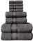 JAQAAR 8-teiliges Handtücher Set aus 100% Baumwolle, ÖKO Tex geprüft, 550 GSM sehr weich und super saugfähig, 2 Badetücher, 2 Handtücher, 4 Gästetücher (Farbe Anthrazit Grau)