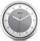 Mebus Quarz-Wanduhr/kleine Uhr für kleine Räume/silberner Rahmen/weißes Zifferblatt/graue Akzent-Kreis / 20cm Durchmesser/Rund/Modell: 16210 / Farbe: Silber, Weiß, Grau