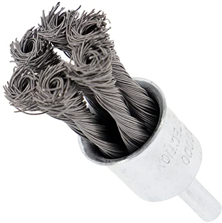 PRODIAMANT Brosse pinceau ø 19mm torsadée & torsadée avec tige ronde 6x 6mm fil d'acier torsadé 0,35 mm