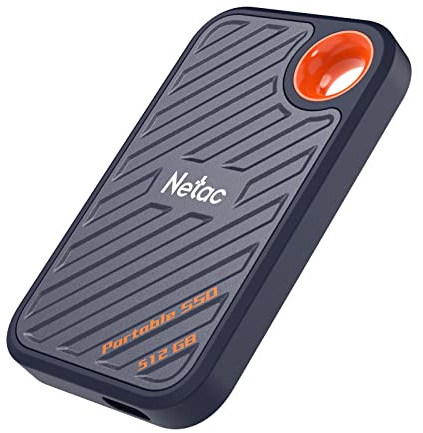Netac ZX20 512GB Extreme 512GB NVMe Portable SSD USB 3.2-C bis zu 2000MB/s Lesebeständig Staubgeschützt