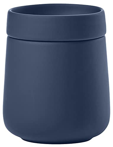 Zone Denmark Nova One Aufbewahrungsbox mit Deckel, Keramikdose zur Aufbewahrung von Badutensilien wie Wattepads & Wattestäbchen, Durchm. 8,4 cm, Höhe 10 cm, Fassungsvermögen 290 ml, Royal Blue