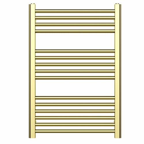 500mm Wide Shiny Gold Heated Bathroom Towel Rail Radiator For Central Heating UK (500 x 800 mm (h))