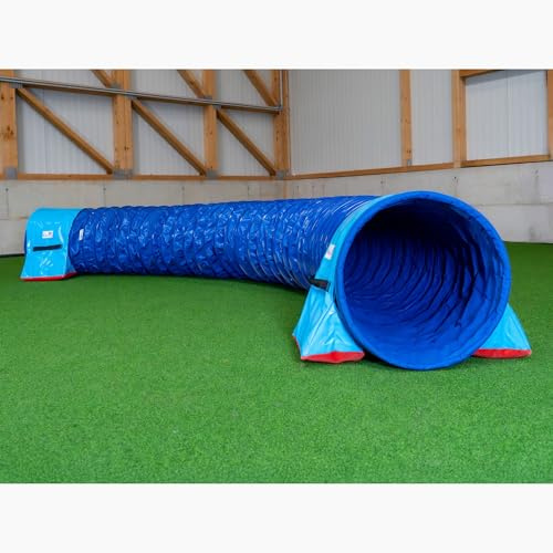 Callieway® Dog Agility Tunnel Turnier 60cmØ, 360° FullGrip (6m, blau/Blue)