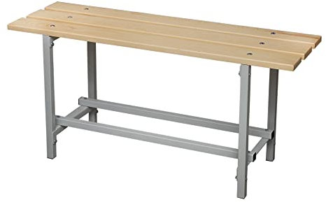 Cofan Banco de Vestuario | Estructura de Acero | Asiento de Madera | Medidas: 47,5 x 100 x 32 cm