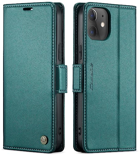 QLTYPRI Wallet Case for iPhone 12/iPhone 12 Pro, Premium PU Leather Magnetic Flip Folio Case with RFID Blocking Card Slots Kickstand Shockproof Protective Phone Cover - Green