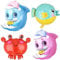4 Stück Meerestier Delfine Folienballon Süßer Delfin Blau Rosa Krabbe Kugelfisch Dolphin Helium Foil Luftballon Delphin Ozean Thema Delfin Geburtstag Party Deko