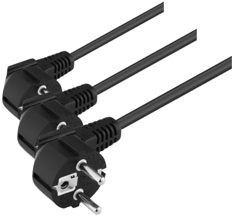 Premium Cord Cable de alimentación Mickey Mouse 230 V 3 m, Cable de alimentación con protección de Contacto acodado a Conector IEC 320 C5, Cable de alimentación PC de 3 Pines, Color Negro,Paquete de 3